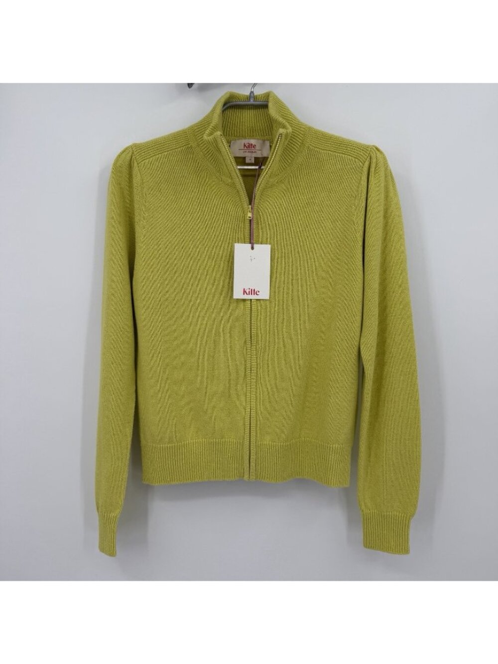Kilte Collection The Rei Cotton-Cashmere Full Zip Jacket in Lemon Lime size 0 XS